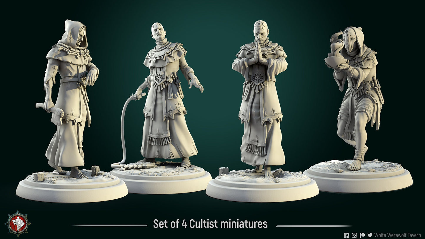 Cultists from "The Cult" by White Werewolf Tavern Four Miniatures