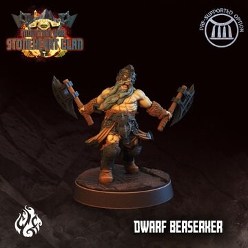 Dwarf Berserker / Berserker Mounted from "Stoneheart Clan" by Crippled God Foundry