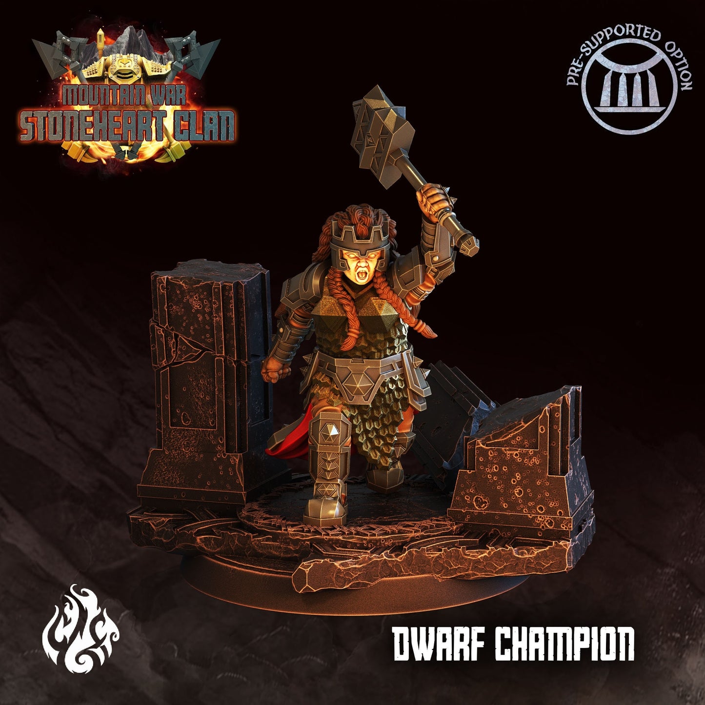 Dwarf Champion from "Stoneheart Clan" by Crippled God Foundry