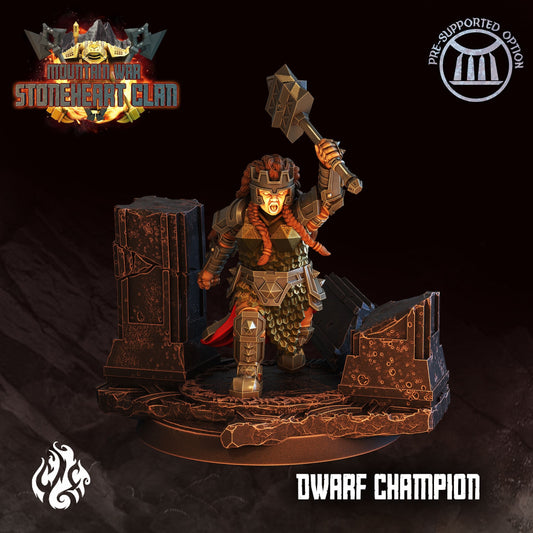 Dwarf Champion from "Stoneheart Clan" by Crippled God Foundry