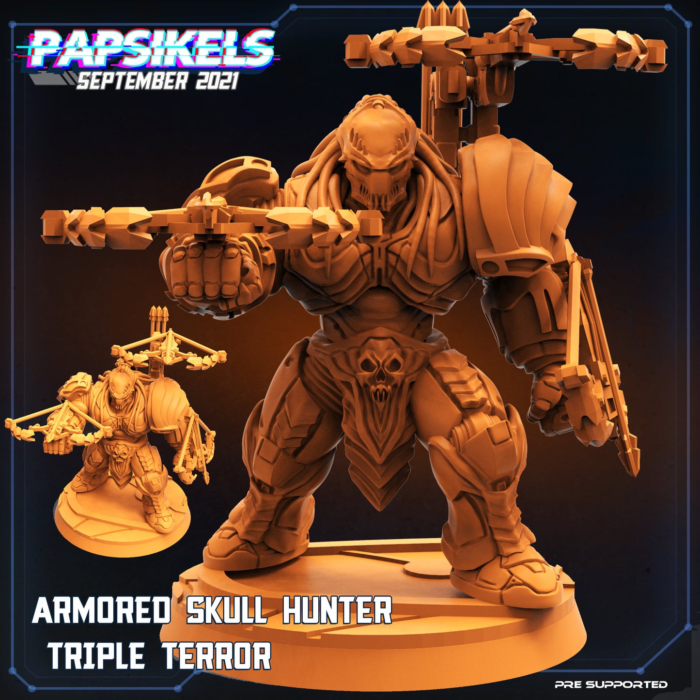 Armored Skull Hunter Triple Terror Predator by Papsikels Miniatures RPG Stargrave