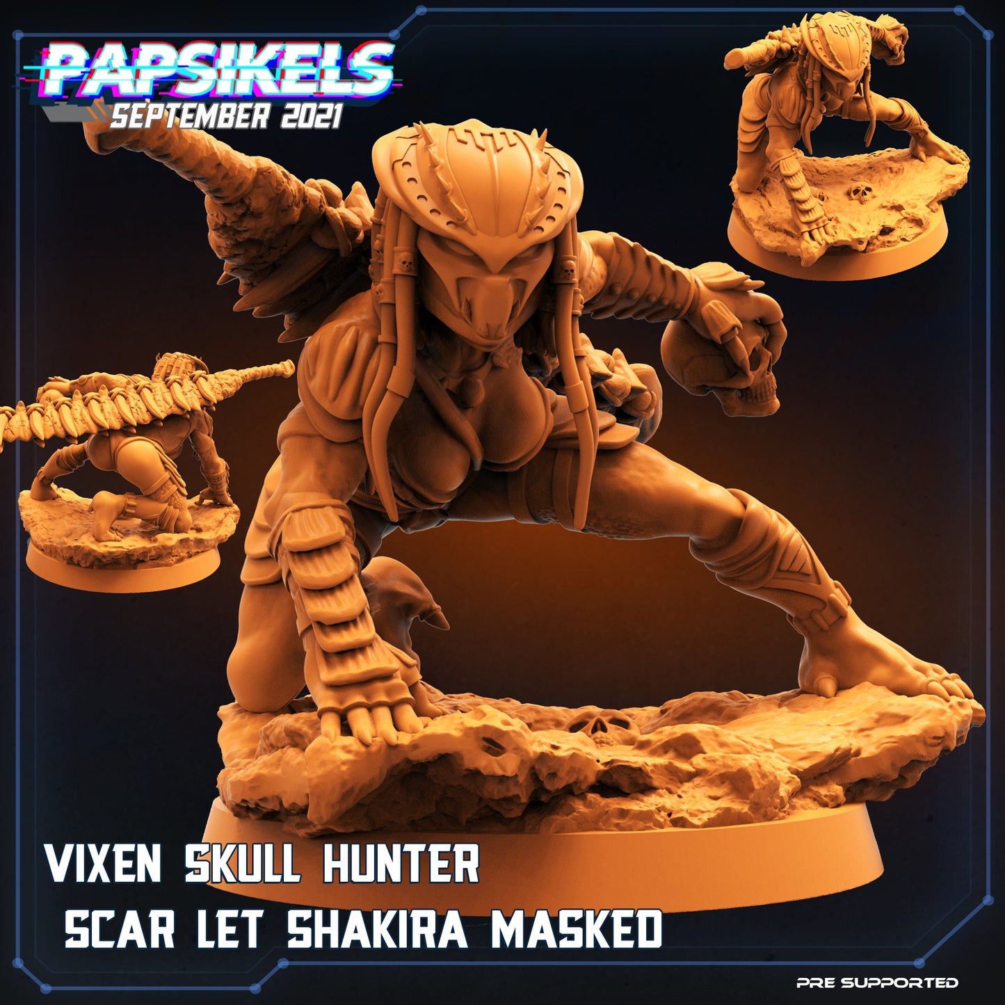 Vixen Skull Hunter Predator Shakira by Papsikels Miniatures Cyberpunk RPG