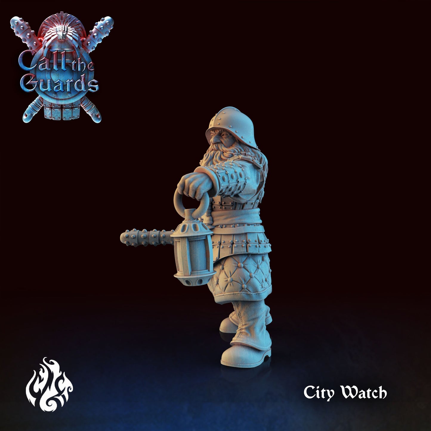 Dwarf City Watch Guard from "Call the Guards" by Crippled God Foundry Miniatures RPG