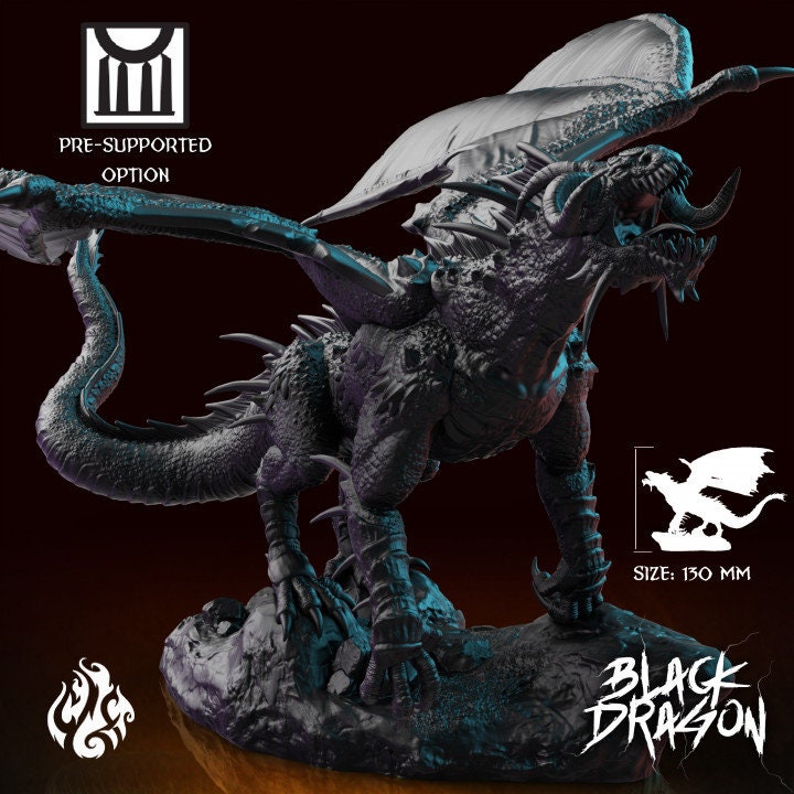 Black Dragon by Crippled God Foundry Miniatures DnD Frostgrave RPG