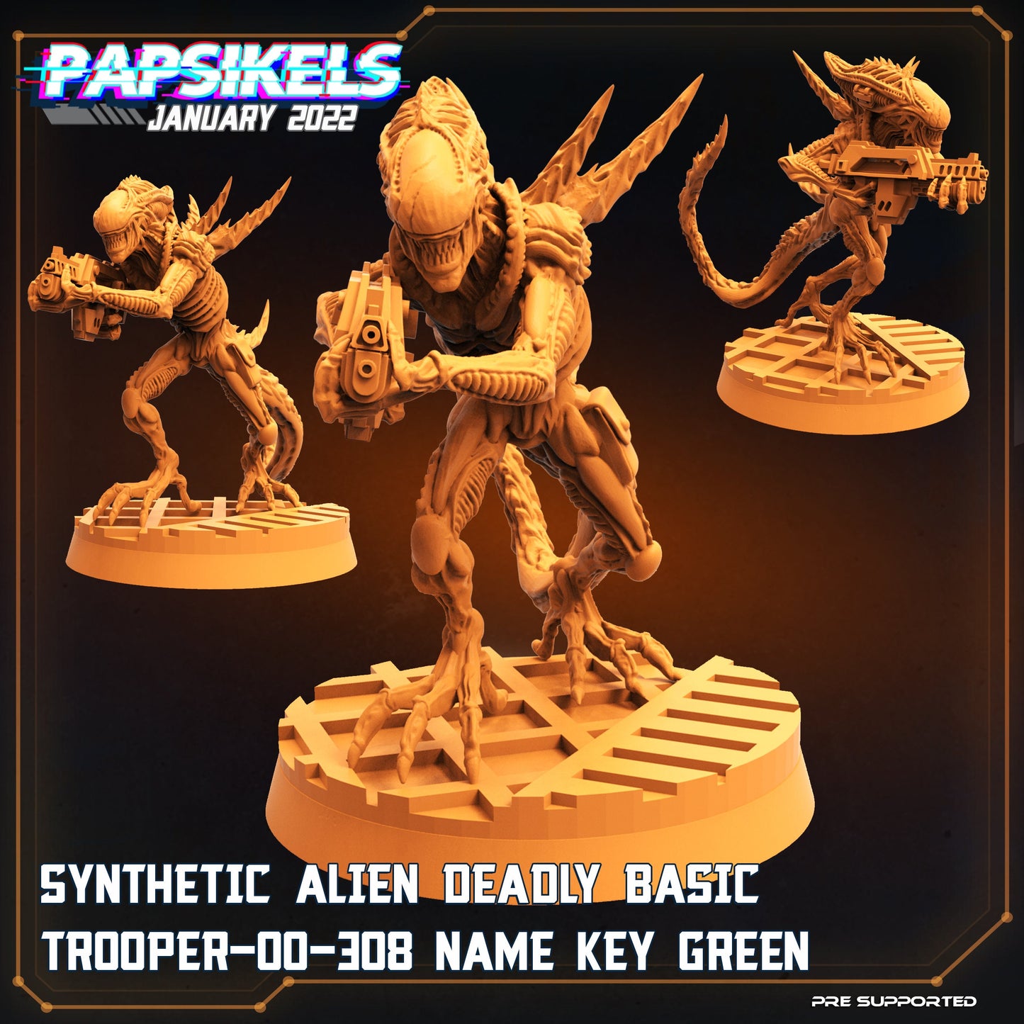 Fran Nine Team Synthetic Alien Warriors by Papsikels Miniatures Aliens Stargrave