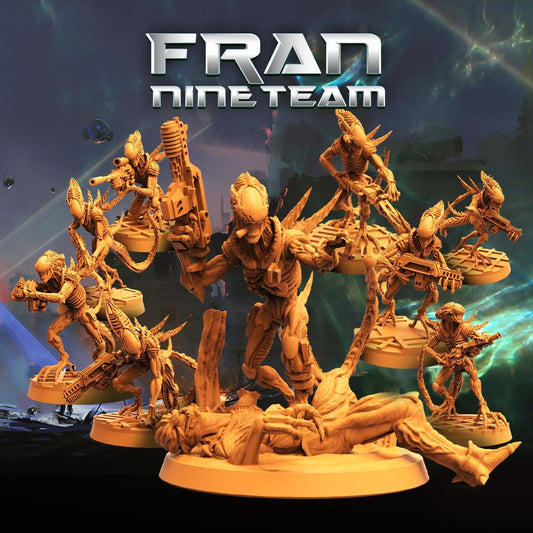 Fran Nine Team Synthetic Alien Warriors by Papsikels Miniatures Aliens Stargrave