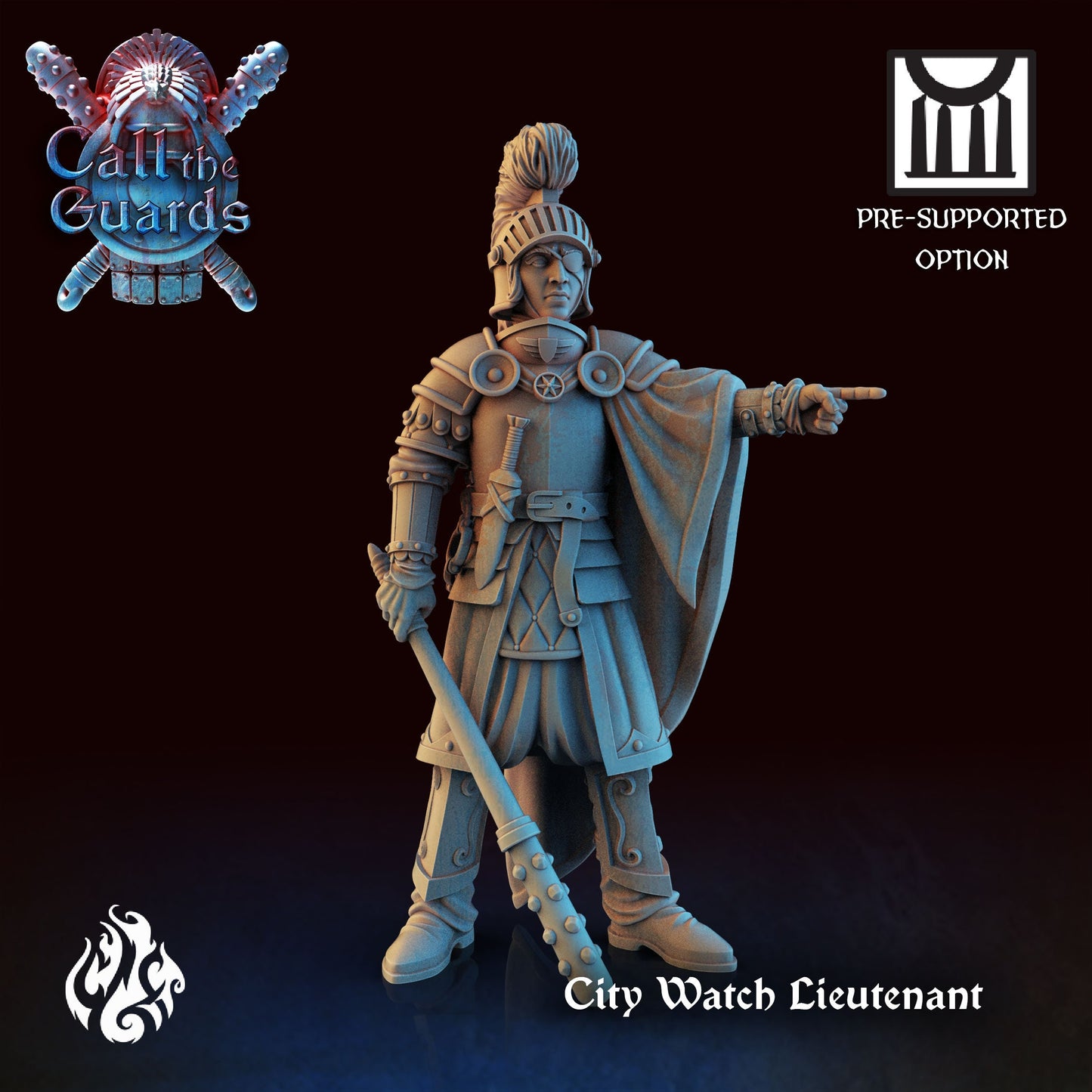 City Watch Lieutenant from "Call the Guards" by Crippled God Foundry Miniatures RPG