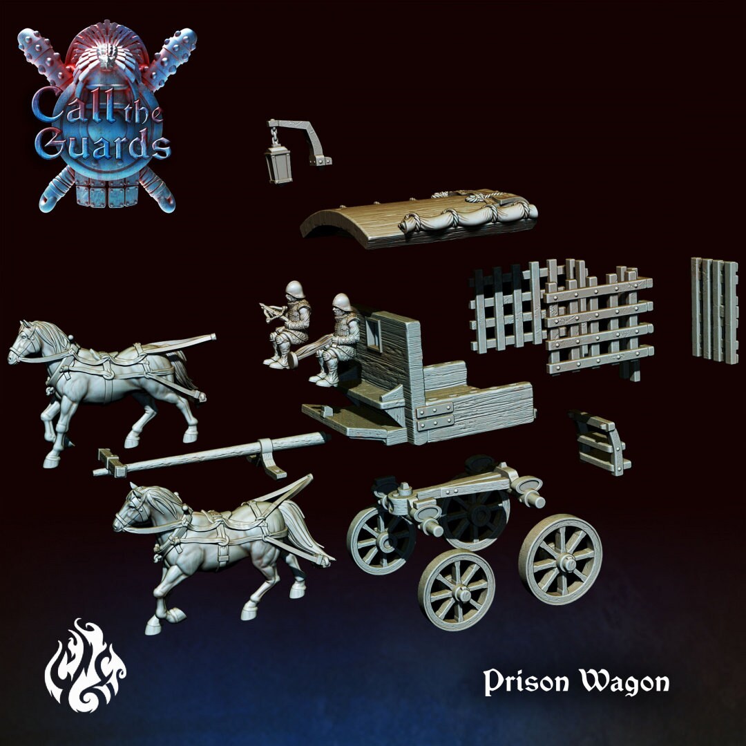 City Watch Prison Wagon from "Call the Guards" by Crippled God Foundry Miniatures RPG