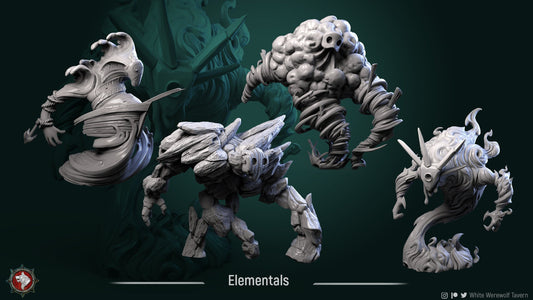 Elementals from "4 Elements" by White Werewolf Tavern Miniatures