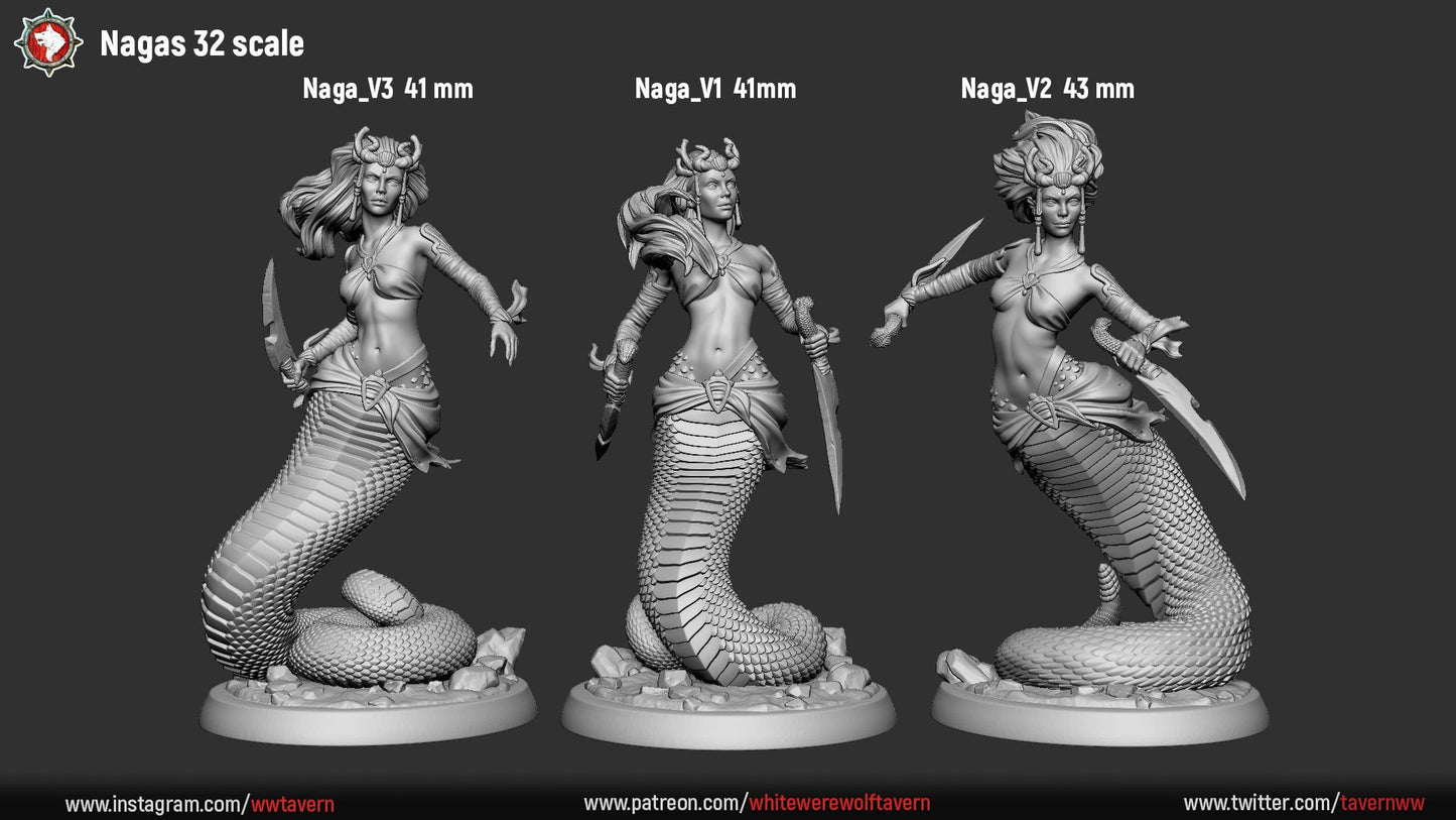 Naga Female Warriors by White Werewolf Tavern Miniatures RPG Sigmar Medusa Khaine