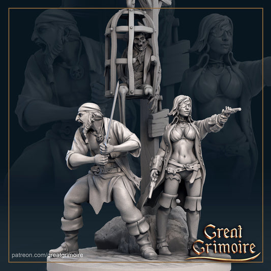 Pirate Siblings from "Pirates of Grimm Waters" by Great Grimoire Miniatures RPG