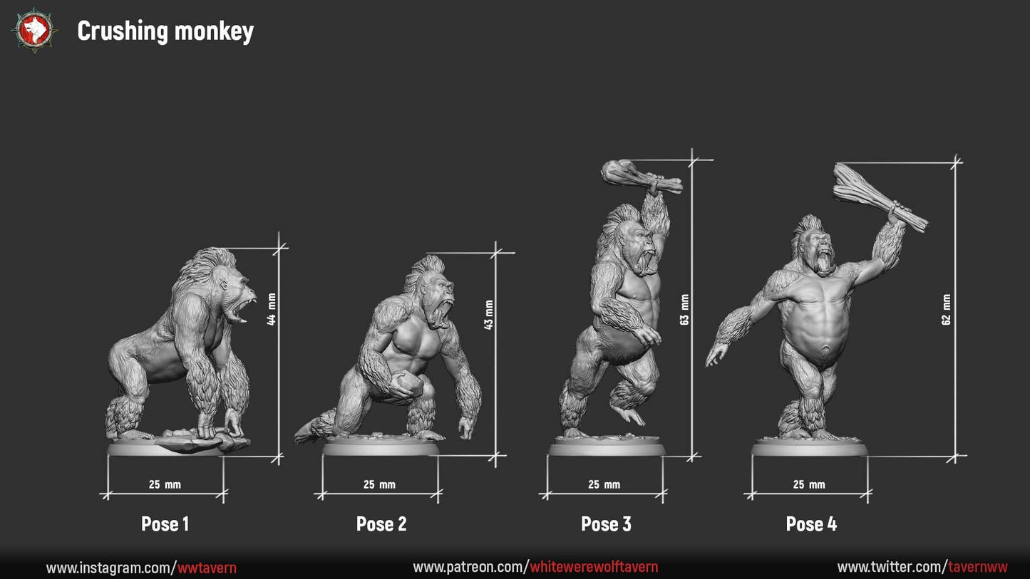 Crushing Monkey Gorillas from "Monkey Valley" by White Werewolf Tavern Miniatures RPG