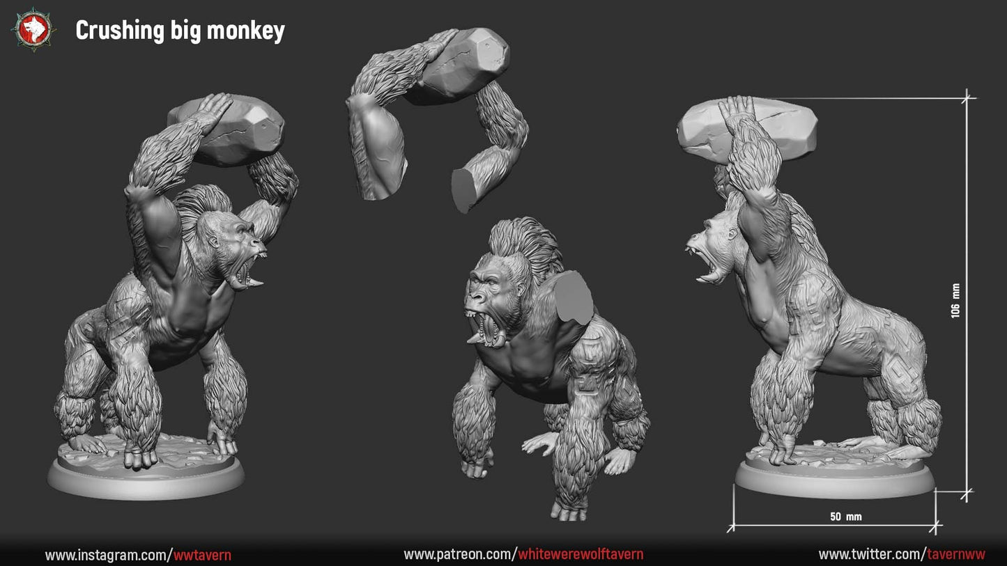 Crushing Monkey Boss Gorilla from "Monkey Valley" by White Werewolf Tavern Miniatures RPG