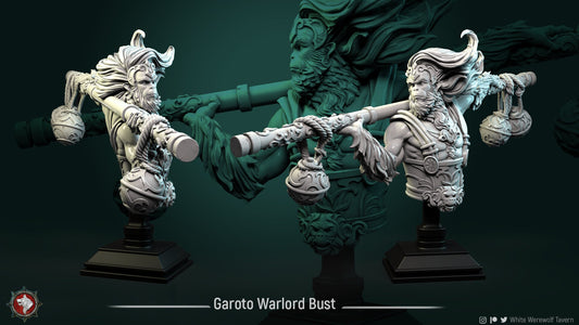 Garoto Warlord Bust from "Monkey Valley" by White Werewolf Tavern Miniatures RPG