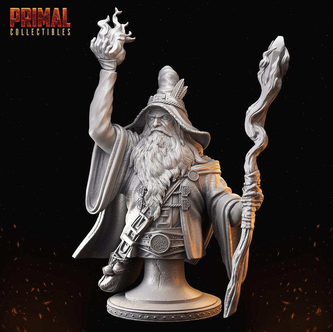 Solon Old Wizard Bust by Primal Collectibles Miniatures Heroquest RPG