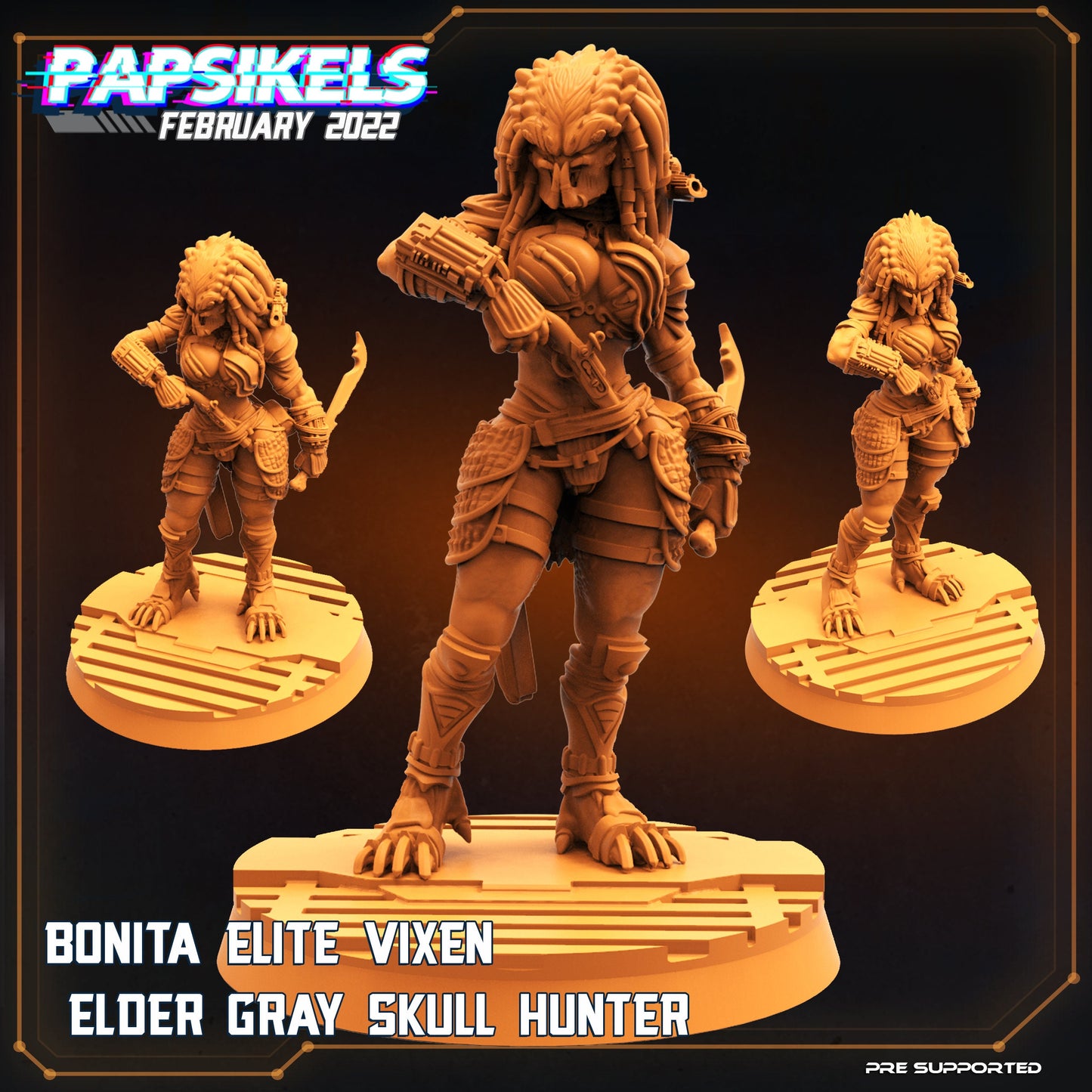 Bonita Elite Vixen Elder Gray Skull Hunter by Papsikels Miniatures RPG Predator Scifi