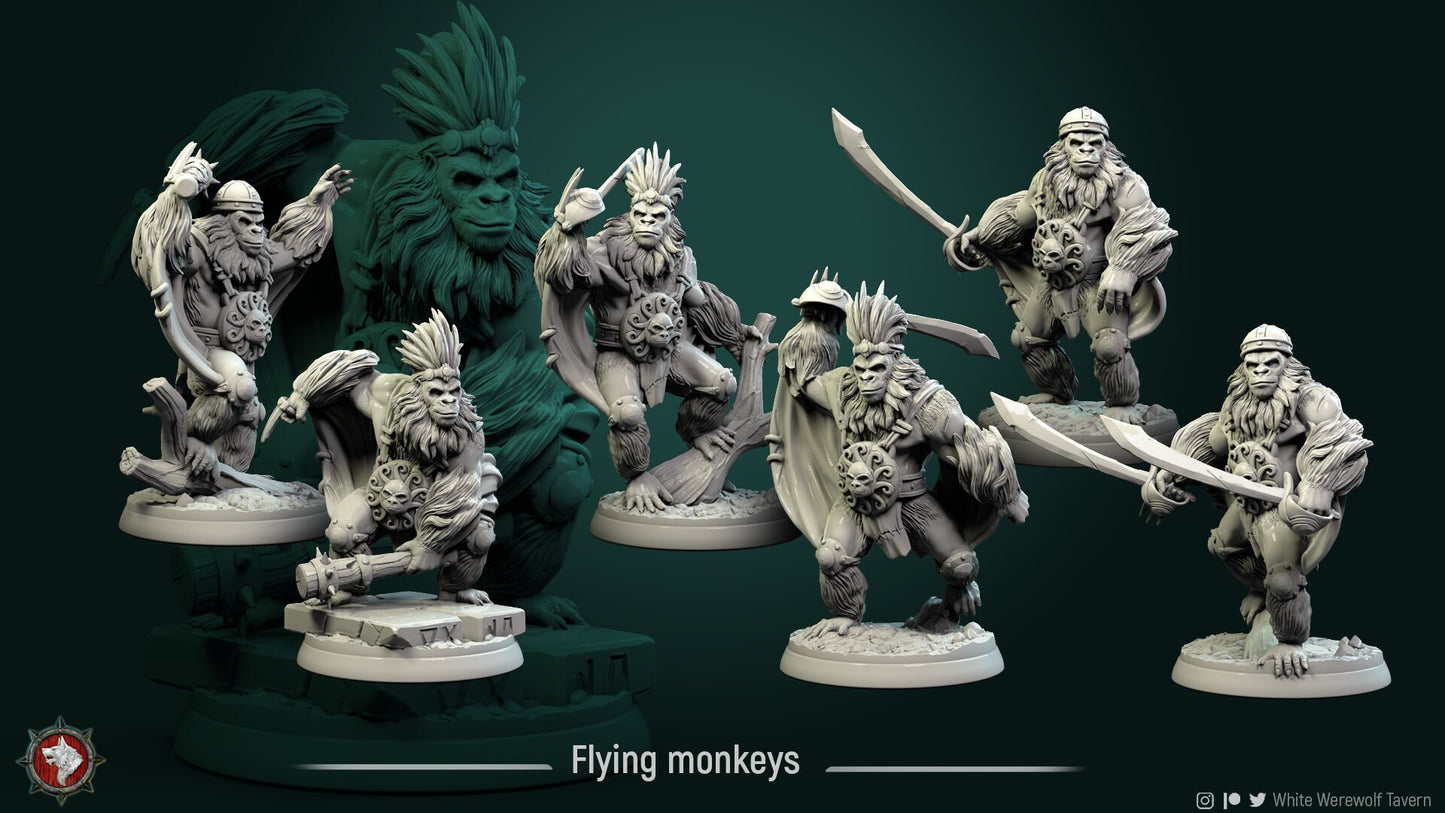 Fly Monkey Squad from "Monkey Valley" by White Werewolf Tavern Miniatures RPG