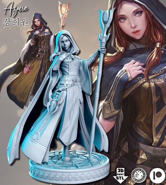 Dungeon Pinups Azure Wizard 75mm Miniature by RN Estudio