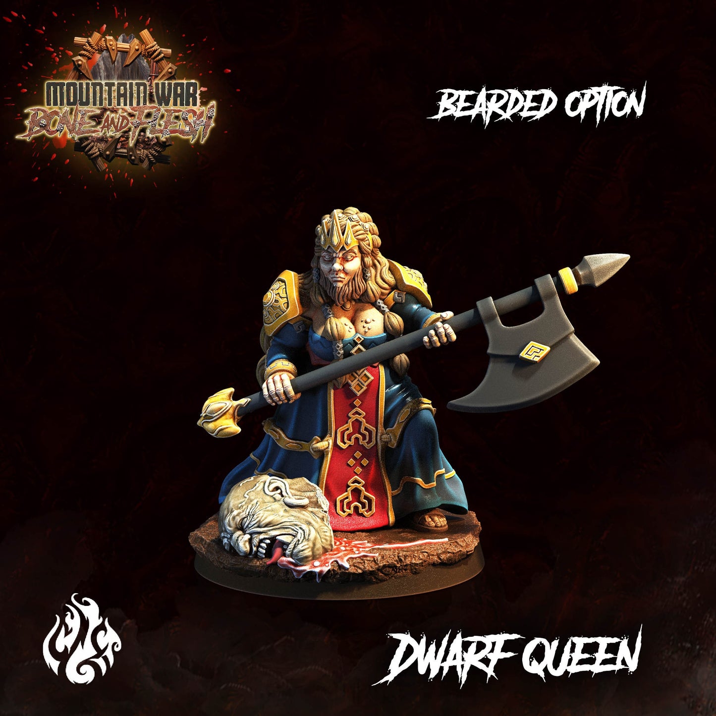 Dwarf Queen from "Mountain War" by Crippled God Foundry Miniatures