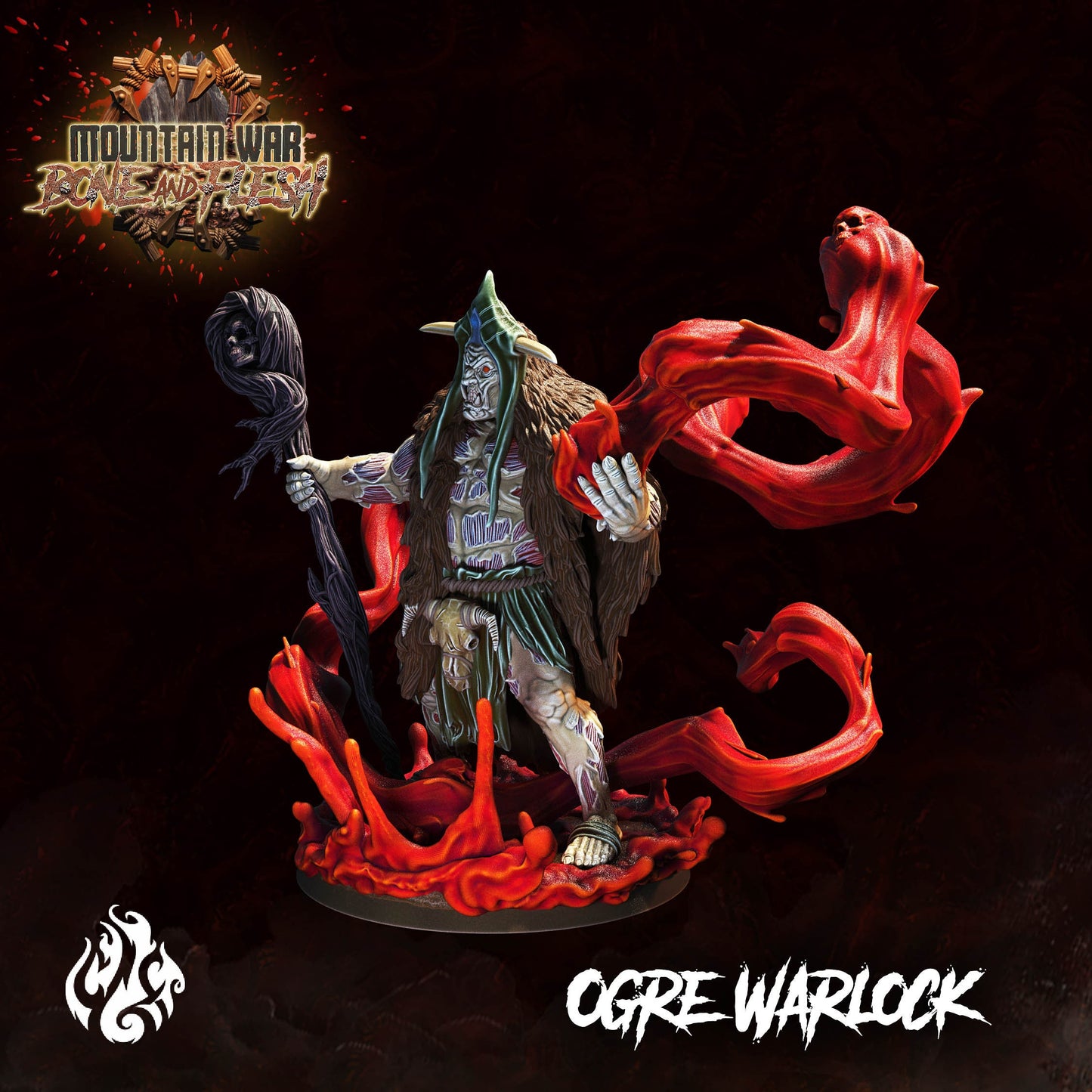 Ogre Warlock from "Mountain War" by Crippled God Foundry Miniatures