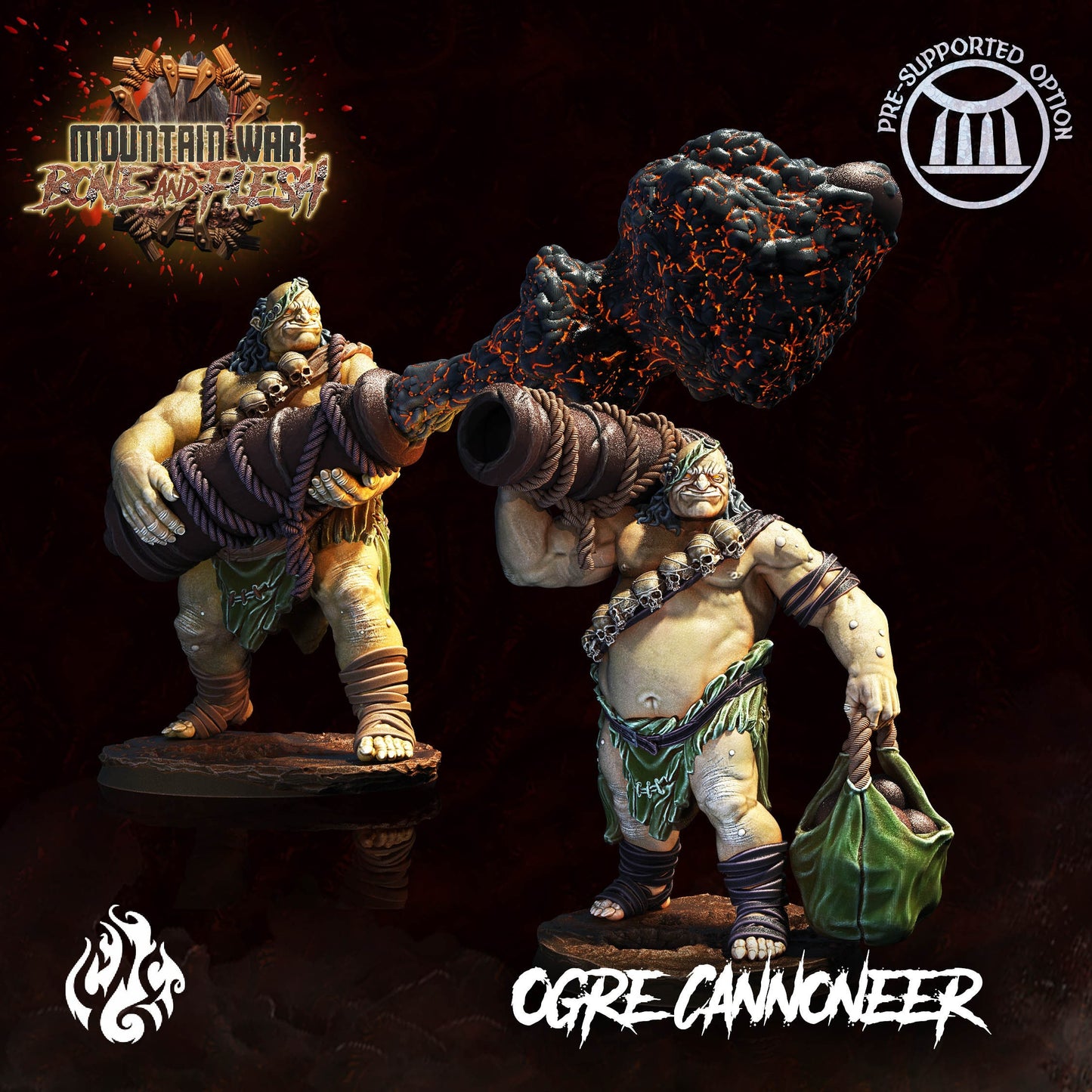 Ogre Cannoneer from "Mountain War" by Crippled God Foundry Miniatures