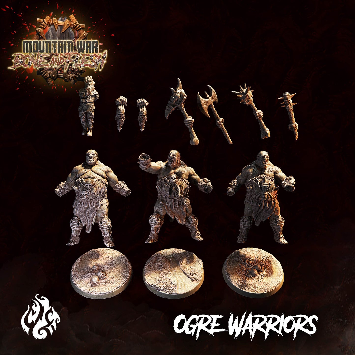 Ogre Warriors from "Mountain War" by Crippled God Foundry Miniatures