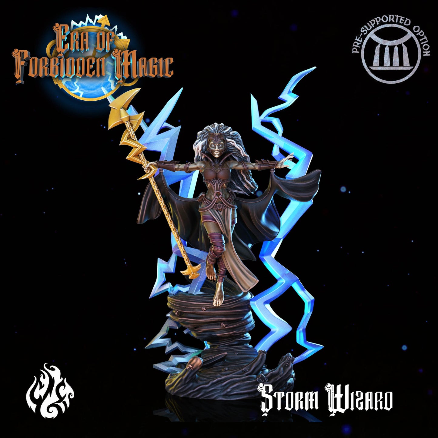 Storm Sorceress from "Era of Forbidden Magic" by Crippled God Foundry Miniatures