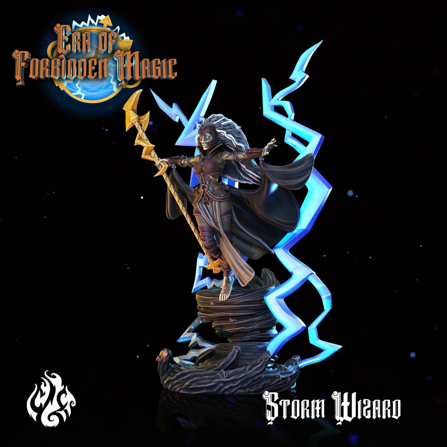 Storm Sorceress from "Era of Forbidden Magic" by Crippled God Foundry Miniatures