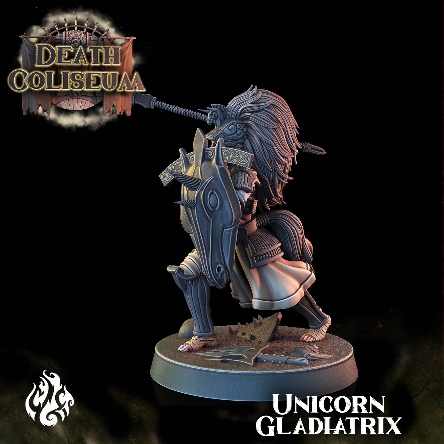 Unicorn Gladiator from "Death Coliseum" by Crippled God Foundry Miniatures