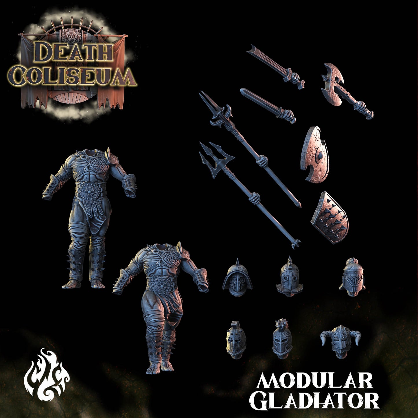 Modular Gladiators from "Death Coliseum" by Crippled God Foundry Miniatures