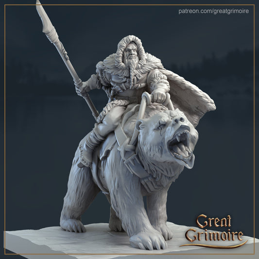 Roar Bear Rider from "Frozen Grove" by Great Grimoire Miniatures