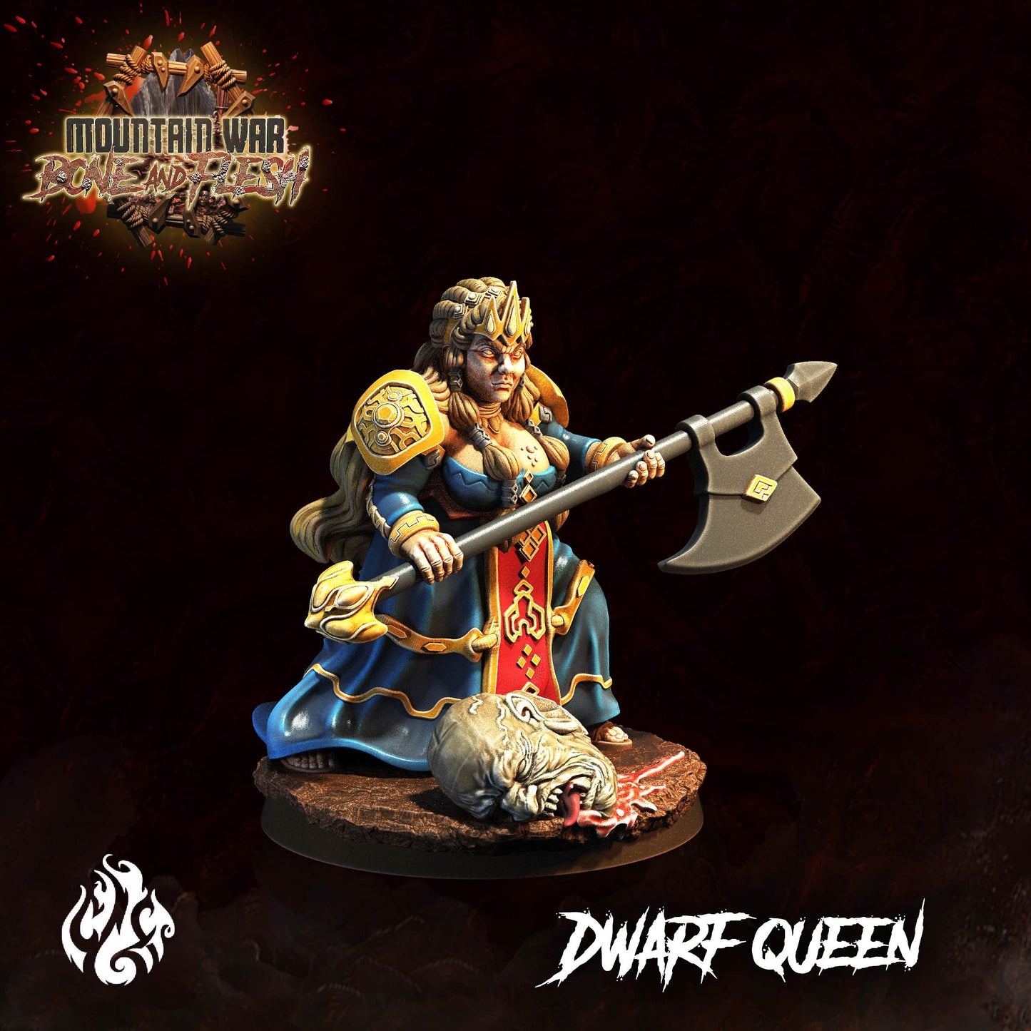 Dwarf Queen from "Mountain War" by Crippled God Foundry Miniatures