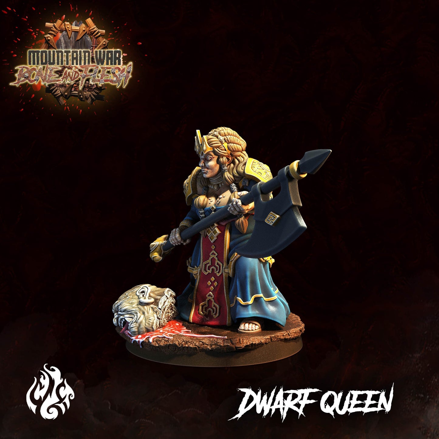 Dwarf Queen from "Mountain War" by Crippled God Foundry Miniatures