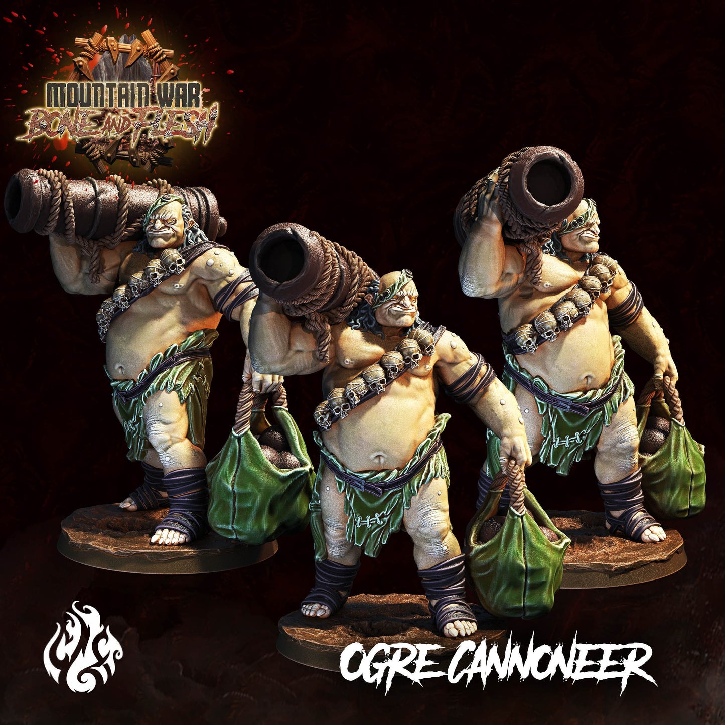 Ogre Cannoneer from "Mountain War" by Crippled God Foundry Miniatures