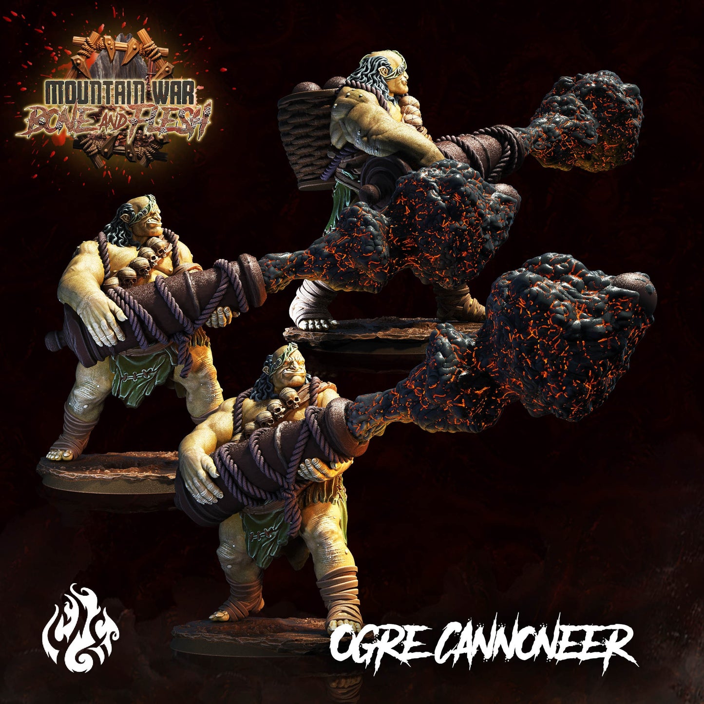 Ogre Cannoneer from "Mountain War" by Crippled God Foundry Miniatures