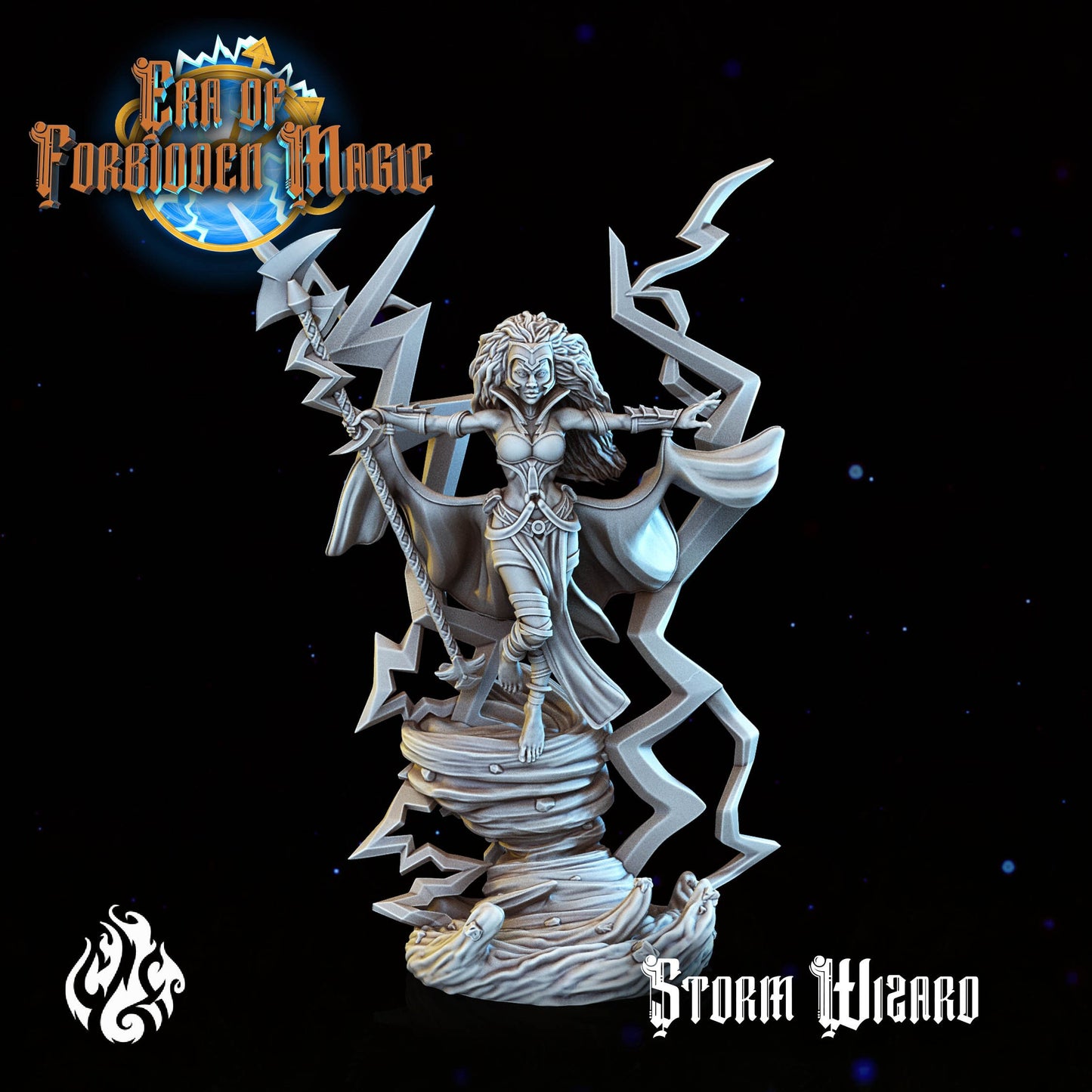 Storm Sorceress from "Era of Forbidden Magic" by Crippled God Foundry Miniatures