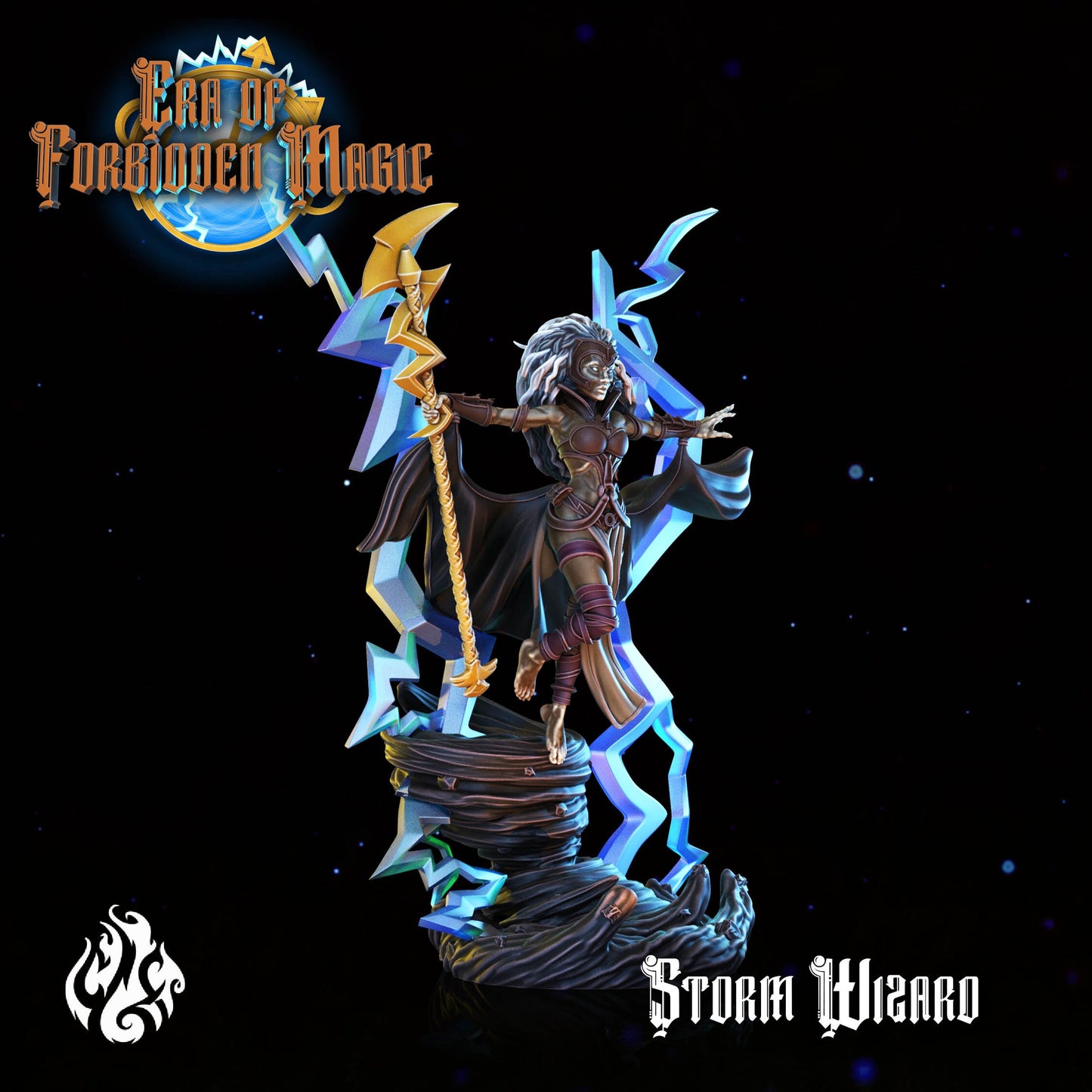 Storm Sorceress from "Era of Forbidden Magic" by Crippled God Foundry Miniatures