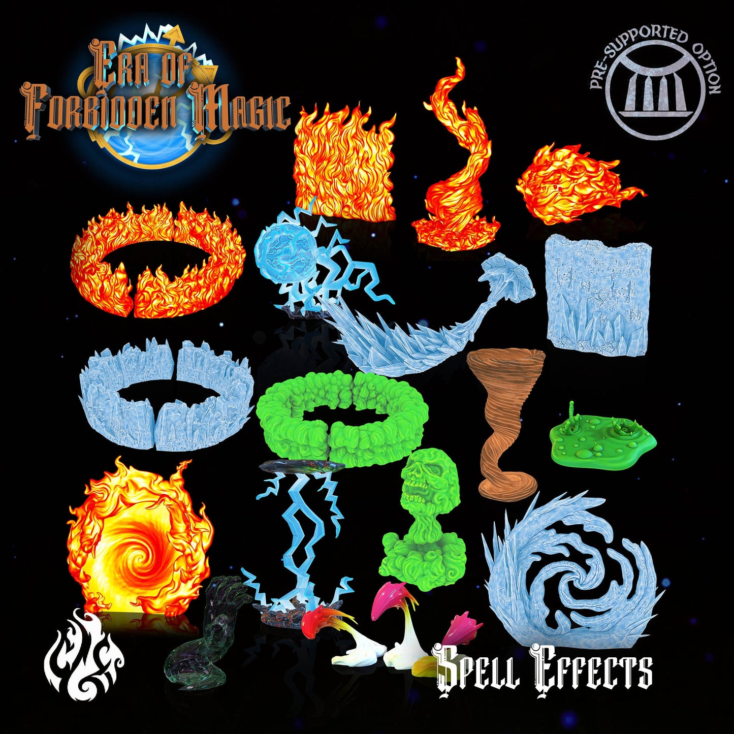 Spell Effects from "Era of Forbidden Magic" by Crippled God Foundry Miniatures