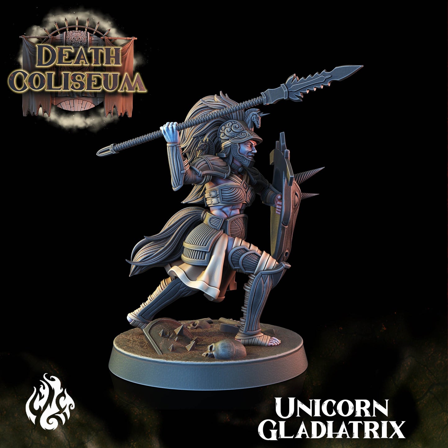 Unicorn Gladiator from "Death Coliseum" by Crippled God Foundry Miniatures