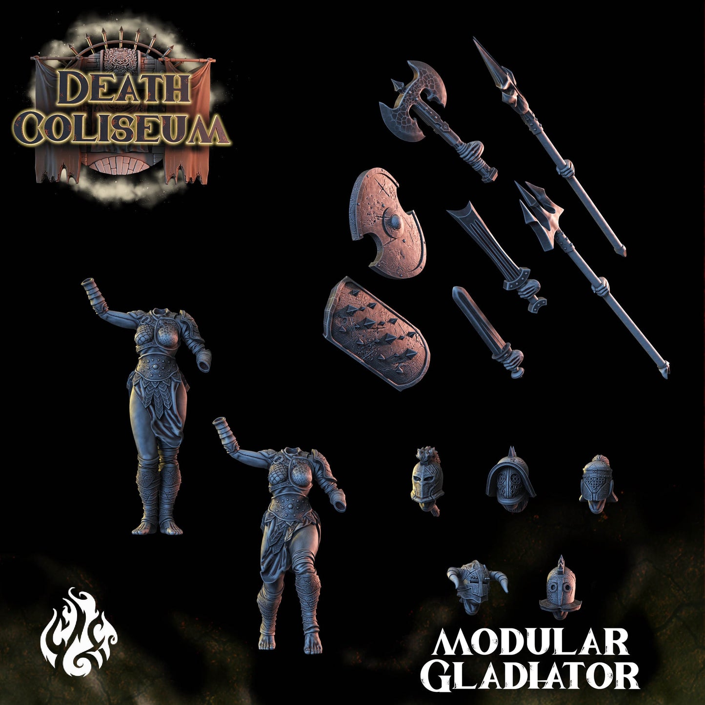 Modular Gladiators from "Death Coliseum" by Crippled God Foundry Miniatures