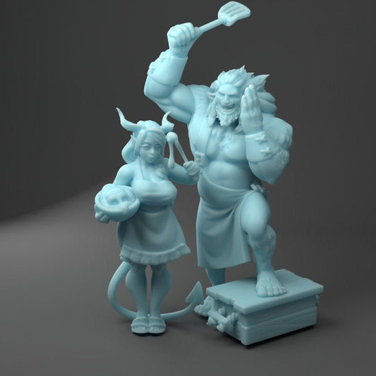 Succubus Mom and Orc Grub Pin up Models by Twin Goddess Miniatures