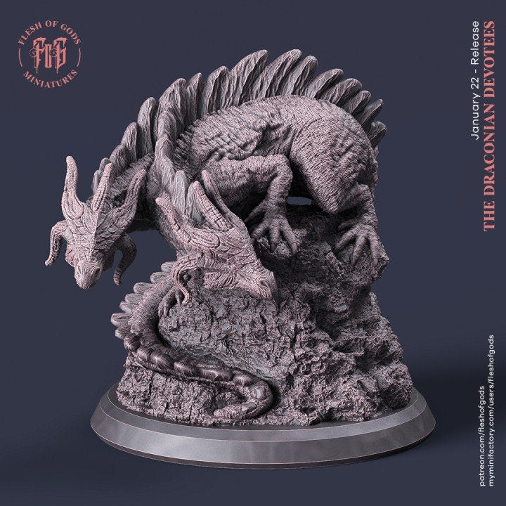 Two Headed Drake from "Draconian Devotees"  by Flesh of Gods Miniatures