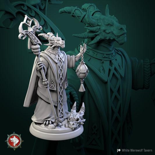 Dragonborn Priest from "Hoard of the Green Dragon" by White Werewolf Tavern Miniatures