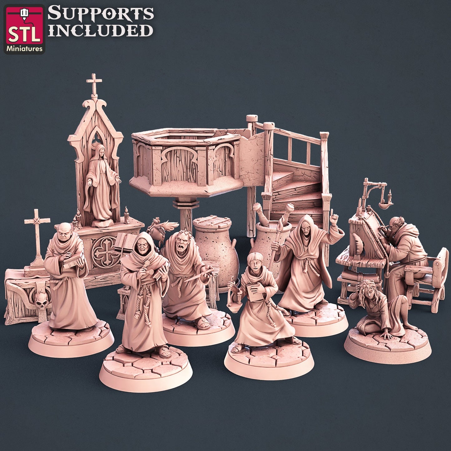 Abbey Monks Set by STL Miniatures