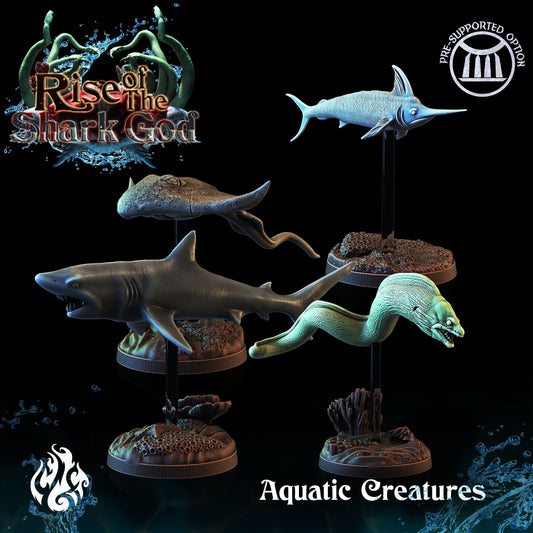 Aquatic Creatures from "Rise of the Shark God" by Crippled God Foundry Miniatures