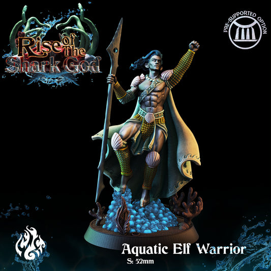 Aquatic Elf Warrior from "Rise of the Shark God" by Crippled God Foundry Miniatures