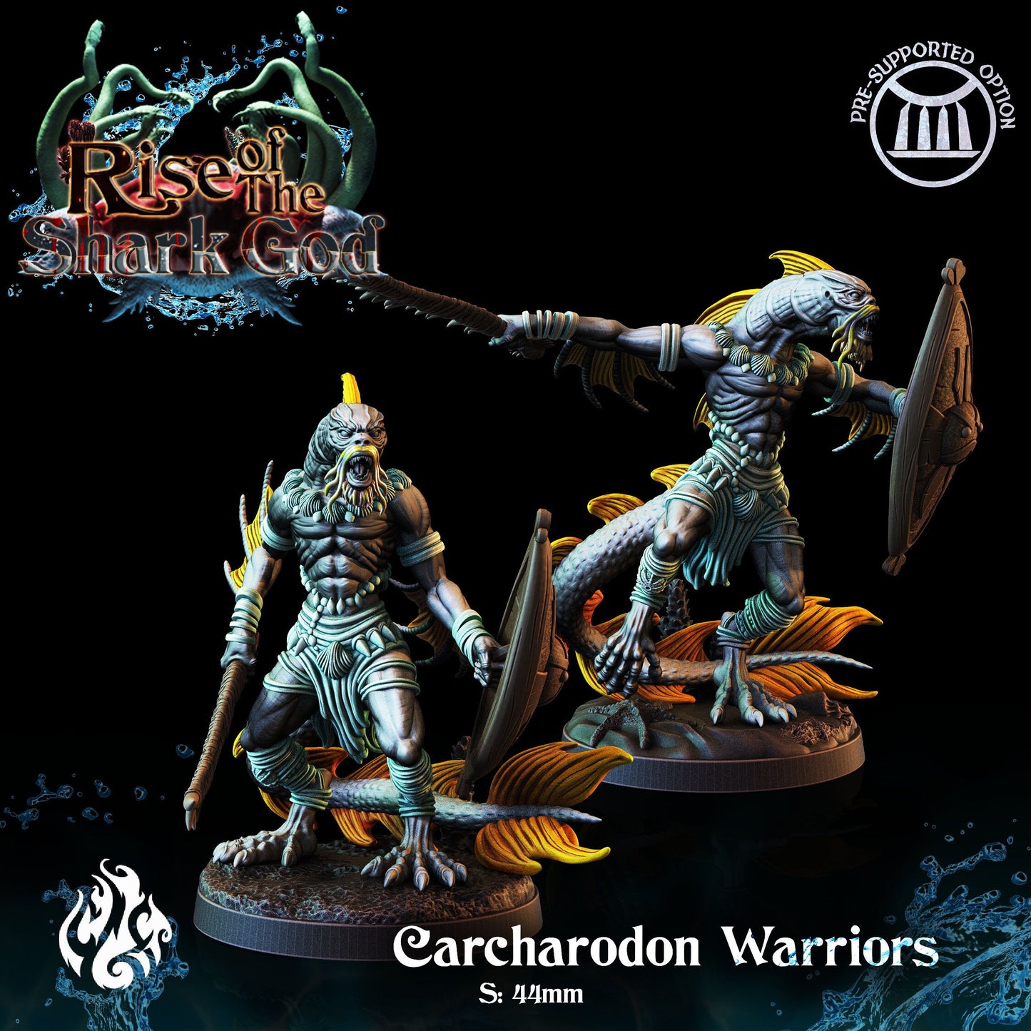 Carcharodon Warriors from "Rise of the Shark God" by Crippled God Foundry Miniatures