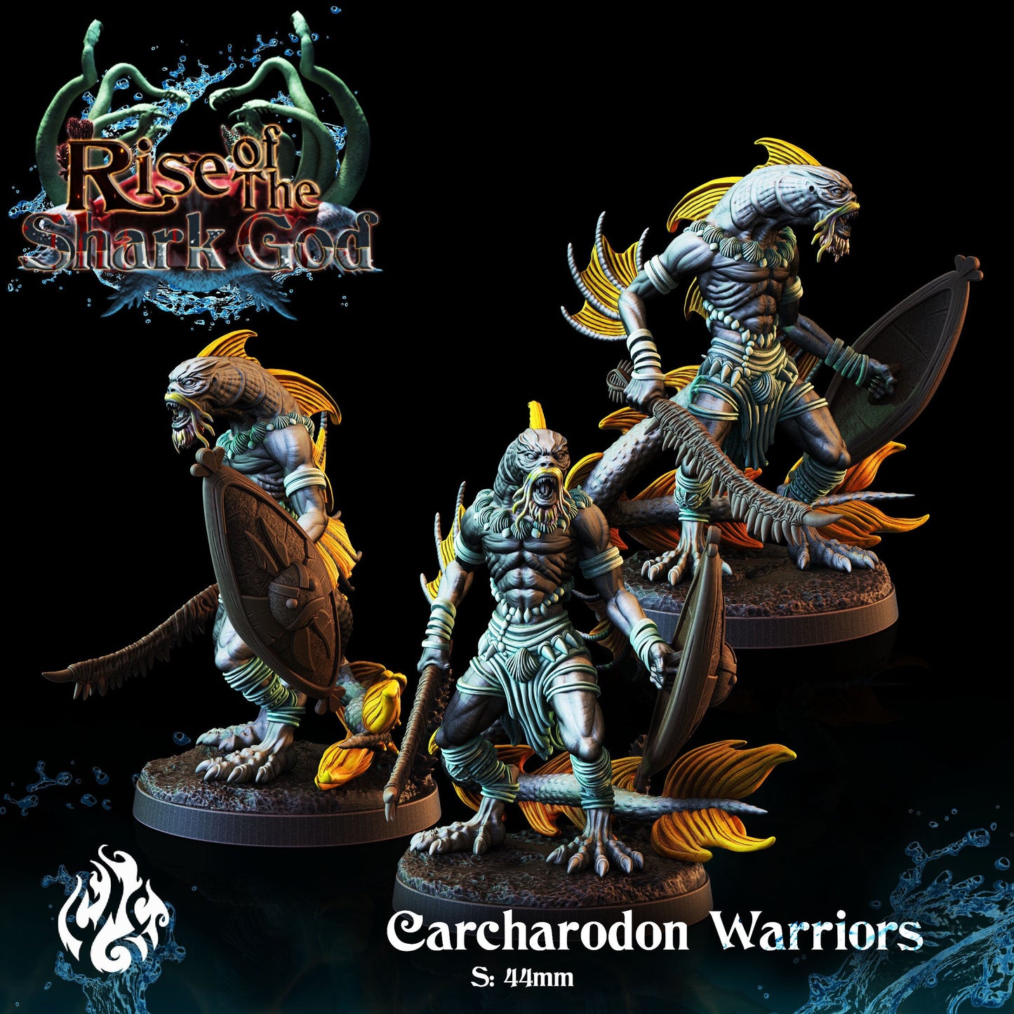 Carcharodon Warriors from "Rise of the Shark God" by Crippled God Foundry Miniatures