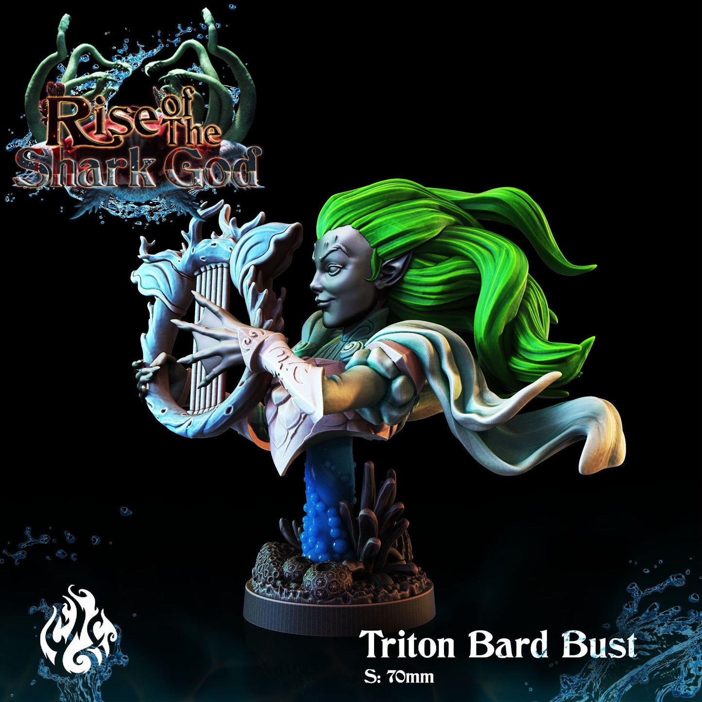 Triton Bard from "Rise of the Shark God" by Crippled God Foundry Miniatures