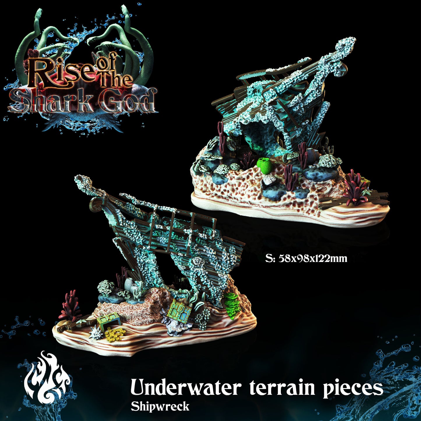 Under Water Terrain Pieces from "Rise of the Shark God" by Crippled God Foundry Miniatures